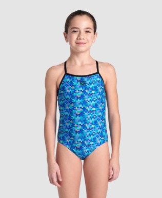 Girls Pool Tiles Light Drop Back Swimsuit